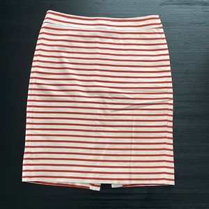 J Crew The Pencil Skirt Red and Cream Striped Size 2